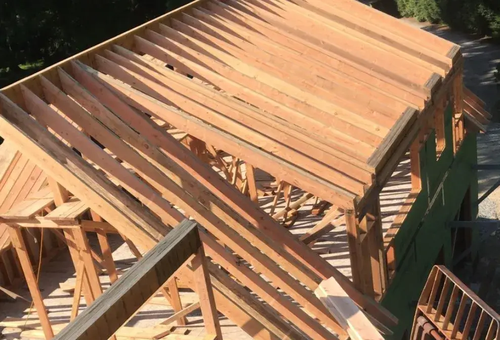 Wooden framing of a new residential construction